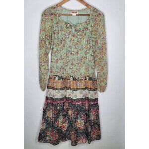 Jerrell Of Texas Womens Vintage Floral Midi Dress Size 5 Prairie Cottage Core